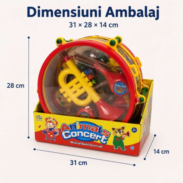 Set Instrumente Muzicale pentru Copii cu Tobă și Trompetă