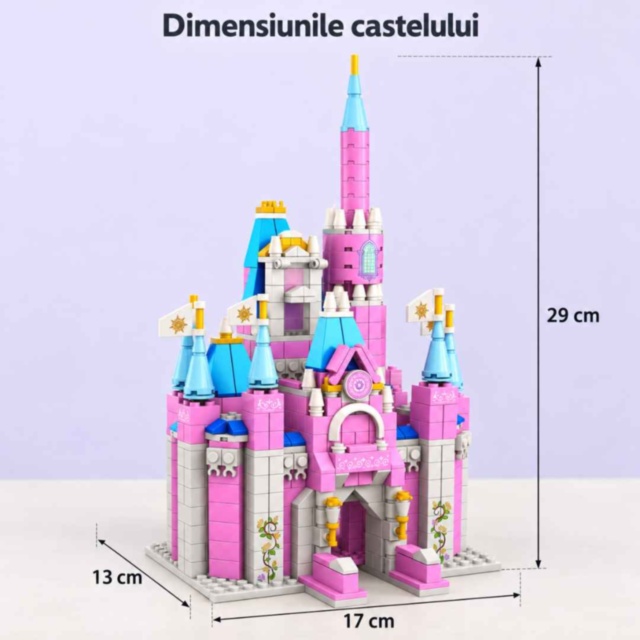 Set de construcție castel roz cu 1000 de piese