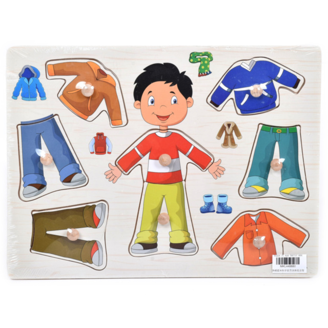 Puzzle Incastru de Lemn, Îmbracă Băiatul