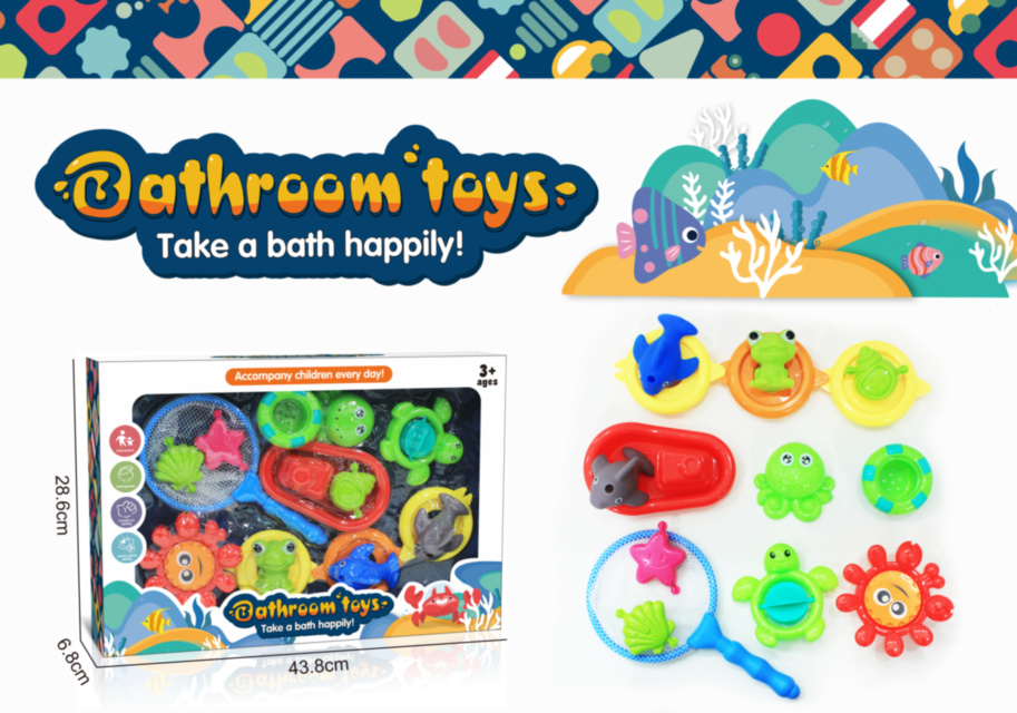 Joc de Pescuit cu Jucării de Baie, 15 piese