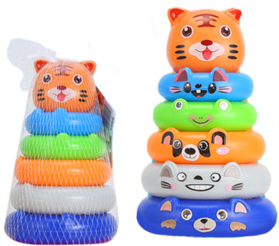 Piramida Multicoloră cu Fețe de Animale, 16cm | image