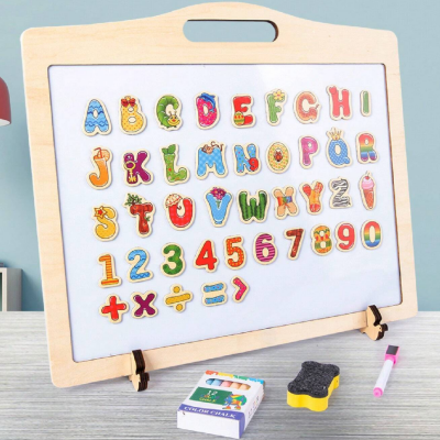 Tabla Magnetică 2 în 1 cu Litere și Cifre Colorate | image