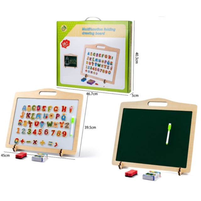 Tabla Magnetică 2 în 1 cu Litere și Cifre Colorate