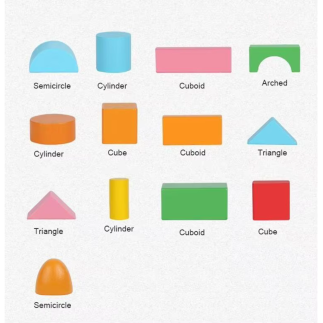 Set 100 de Blocuri de Construcție din Lemn, Colorate și Educaționale