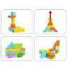 Set 100 de Blocuri de Construcție din Lemn, Colorate și Educaționale