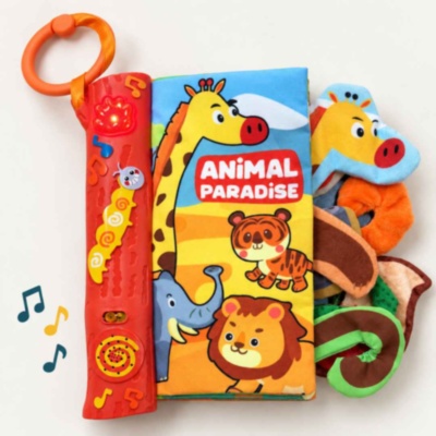 Carte textilă senzorială cu animale, melodii și lumini | image