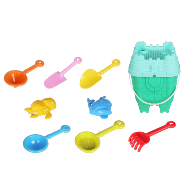 Set Jucării de Plajă cu Găletușă Castel și 8 Accesorii (culoare aleatorie)