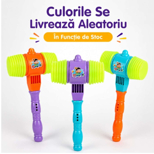 Ciocan Distractiv pentru Copii cu Sunete și Tub Elastic (culoare aleatorie)
