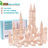 Set 100 Piese Cuburi de Construcție din Lemn Natural | Jucărie Educativă Montessori