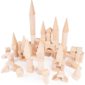 Set 100 Piese Cuburi de Construcție din Lemn Natural | Jucărie Educativă Montessori