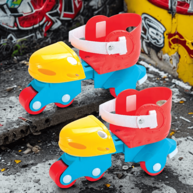 Patine Reglabile cu Roți Duble – Model Colorat pentru Începători