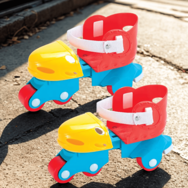 Patine Reglabile cu Roți Duble – Model Colorat pentru Începători