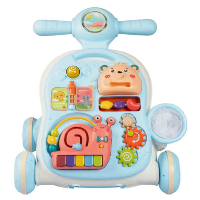 Centru Multifuncțional 4-în-1 pentru Copii - Plimbător, Masă de Joacă și Pian Interactiv