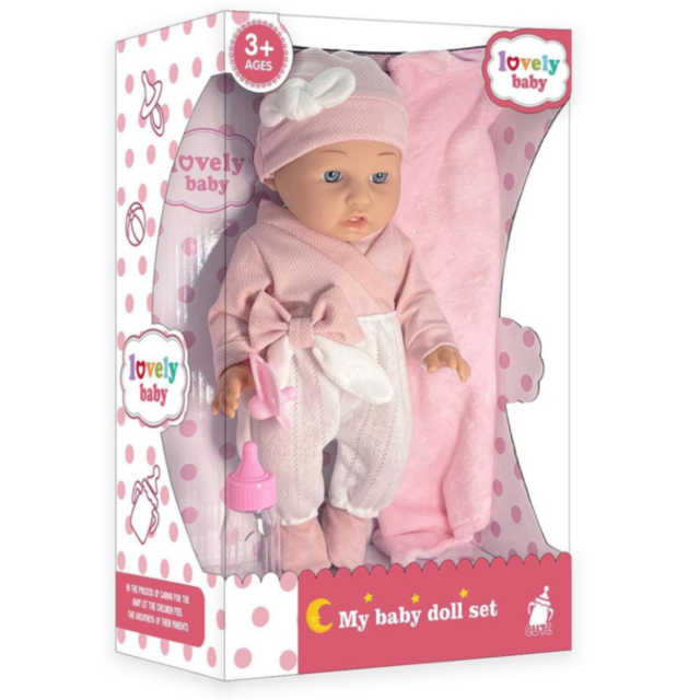Set Păpușă „Lovely Baby” cu Suzetă, Biberon și Păturică