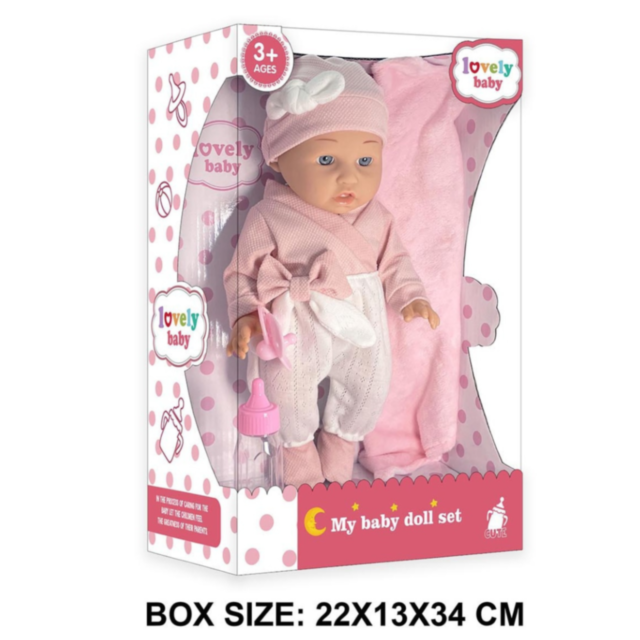 Set Păpușă „Lovely Baby” cu Suzetă, Biberon și Păturică