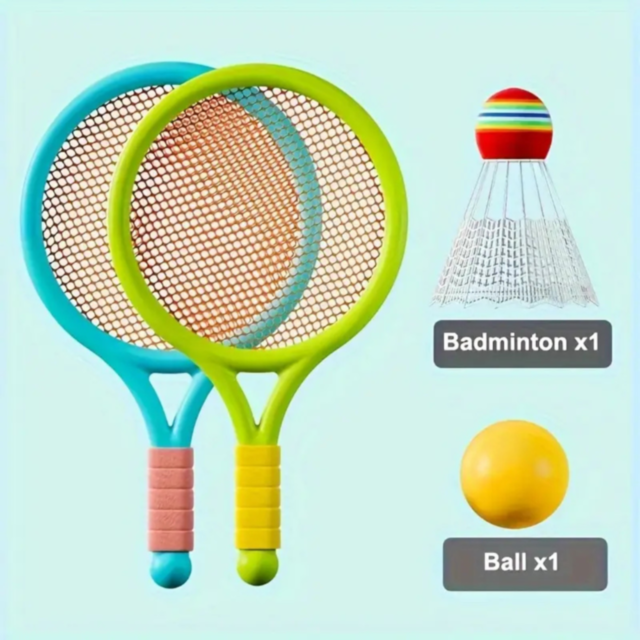 Set Rachete de Tenis și Badminton – 2 Rachete, Minge și Fluturaș (culoare aleatorie)