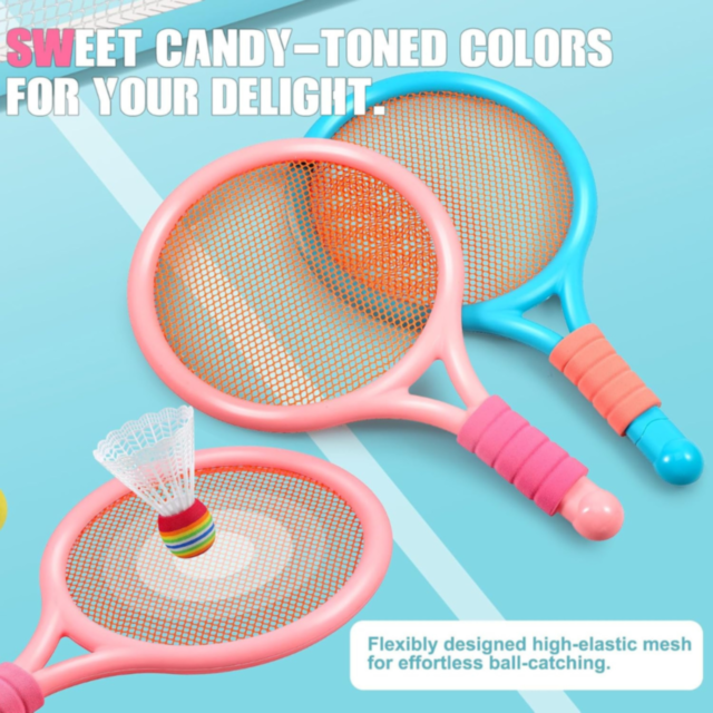 Set Rachete de Tenis și Badminton – 2 Rachete, Minge și Fluturaș (culoare aleatorie)