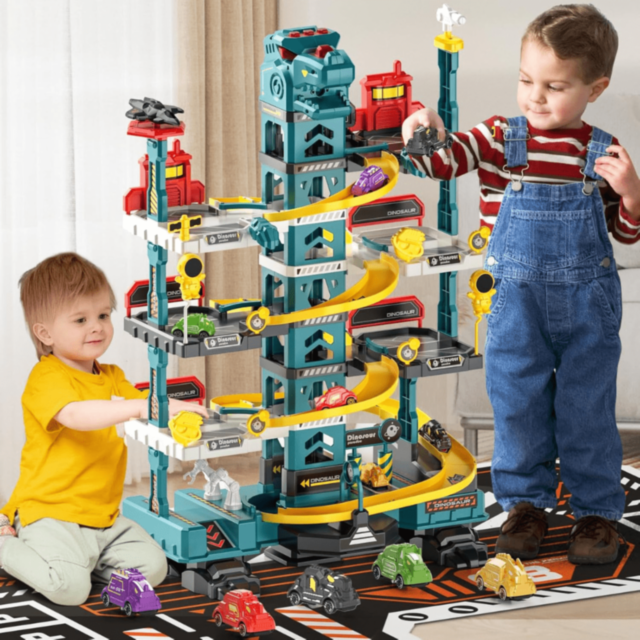 Parcare Dinozaur cu 92 Piese și Mașinuțe Colorate