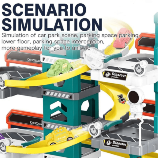 Parcare Dinozaur cu 92 Piese și Mașinuțe Colorate