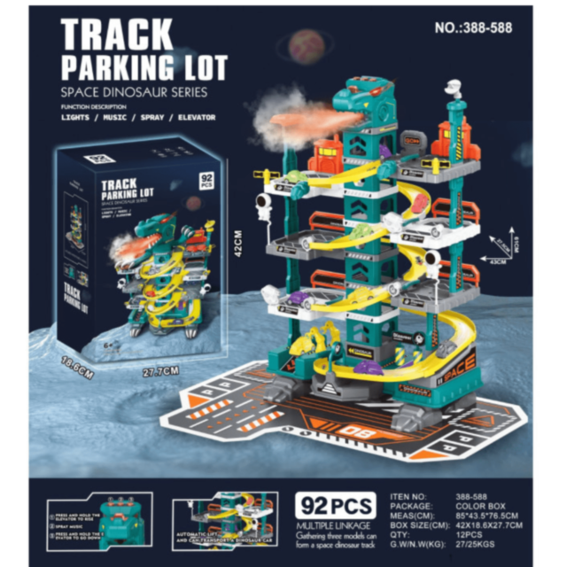 Parcare Dinozaur cu 92 Piese și Mașinuțe Colorate