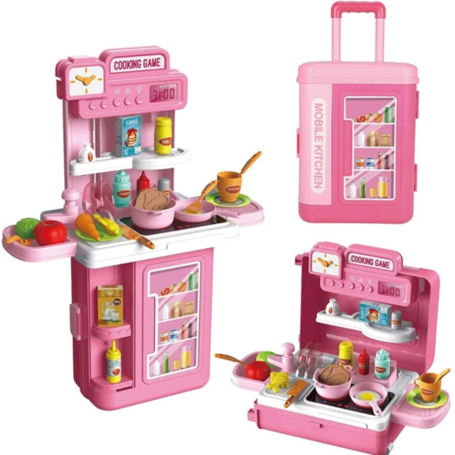 Bucătărie de Jucărie Portabilă 3-în-1 pentru Copii