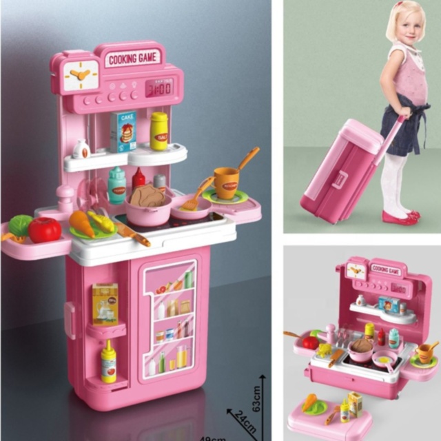 Bucătărie de Jucărie Portabilă 3-în-1 pentru Copii