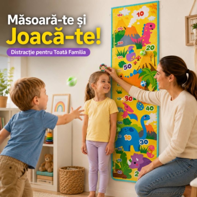 Panou de Măsurare cu Dinozauri și Mingi Velcro