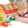 Căsuță Educațională Montessori cu Abac și Sortator de Forme