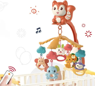 Carusel muzical cu proiectii si telecomanda Veverita Roșu | image