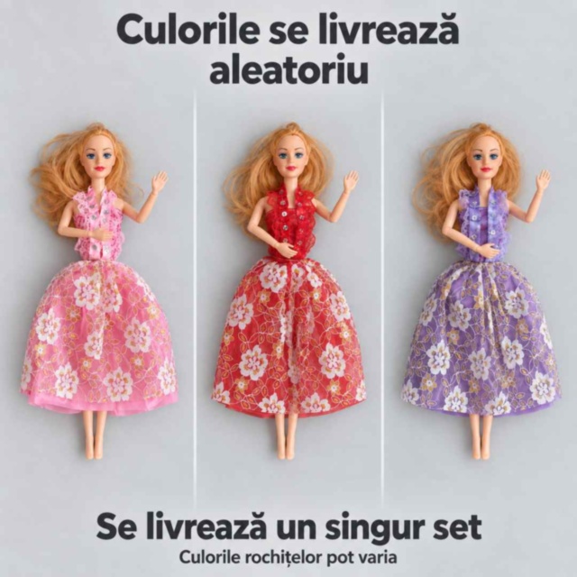 Păpușă fashion de 28 cm cu 14 rochițe