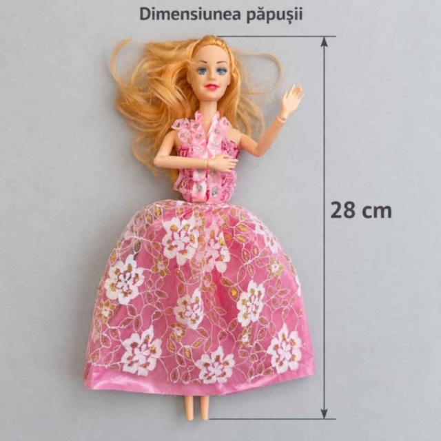 Păpușă fashion de 28 cm cu 14 rochițe