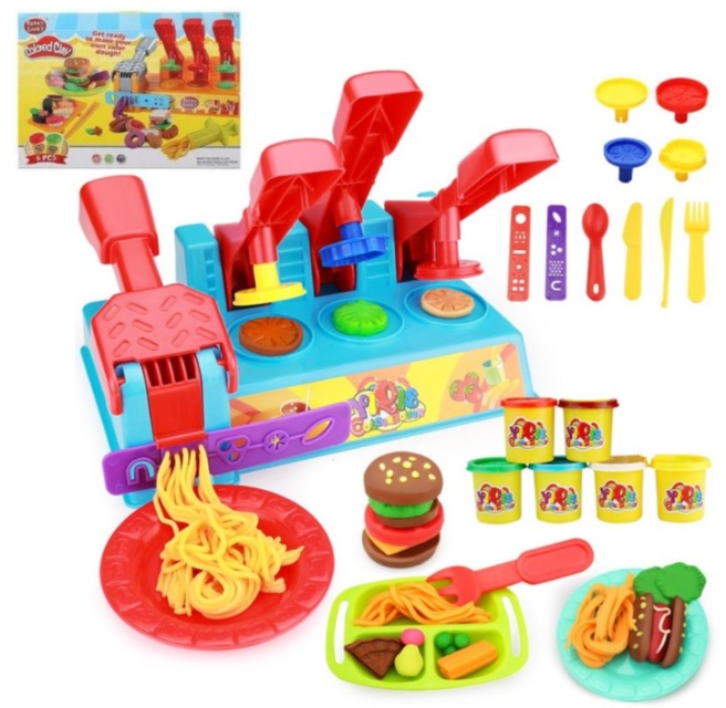 Set  Fabrica de Făcut Hamburgeri  cu Plastilina în 6 Culori
