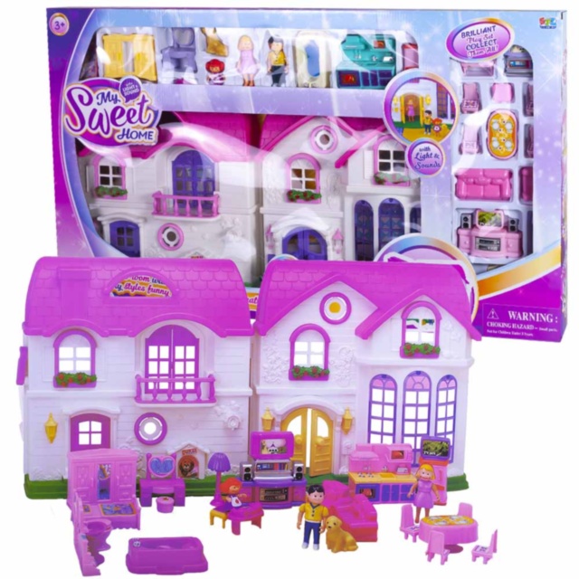 Mega Casă Pliabilă pentru Păpuși cu Figurine și Mobilă