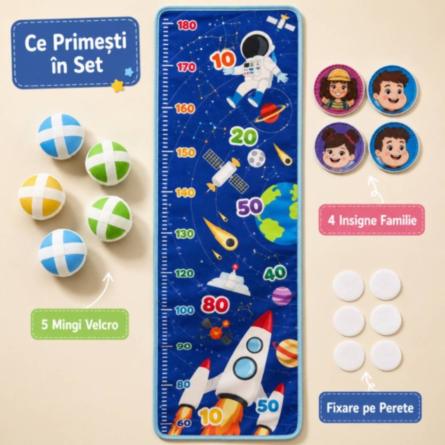 Panou Montessori de Măsurat Înălțimea cu Mingi Velcro