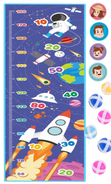 Masurător Înălțime de Perete cu Darts și 6 Bile