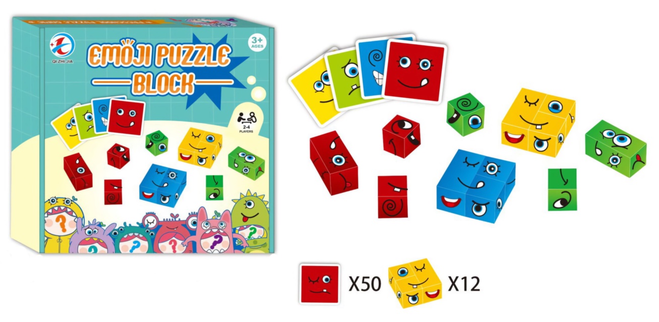 Cuburi Emoji "Emoții", 12 cuburi, 50 carduri