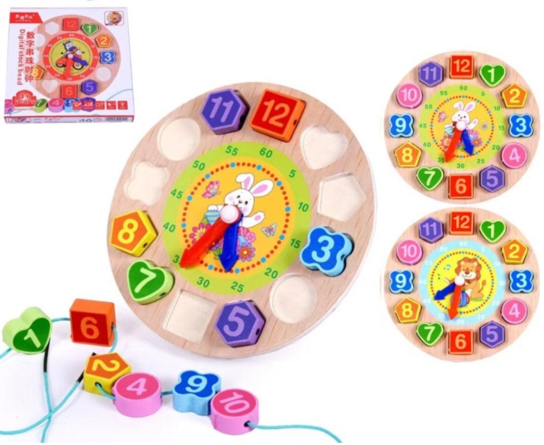 Ceas de Lemn Incastru cu Cifre și Culori