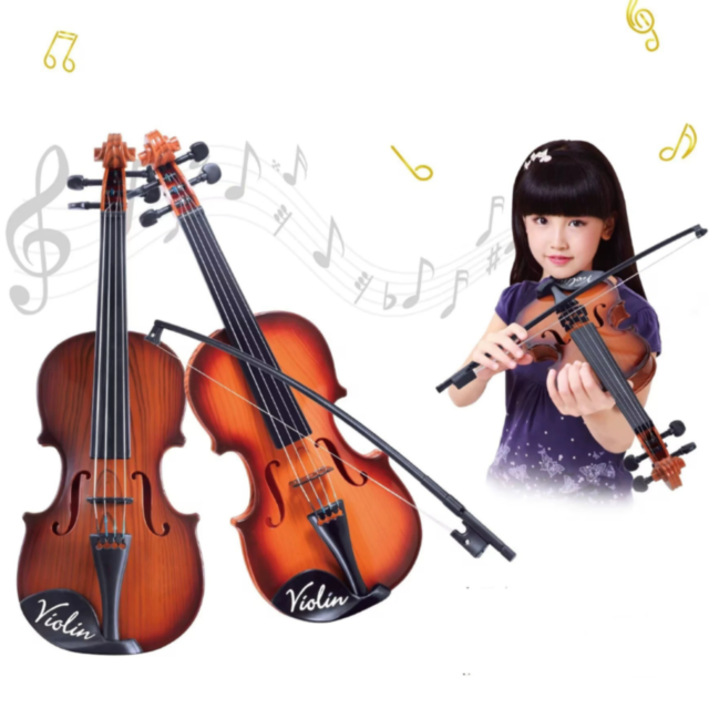 Vioară de Jucărie Realistă cu Arcuș – Pentru Micii Muzicieni (culoare aleatorie)