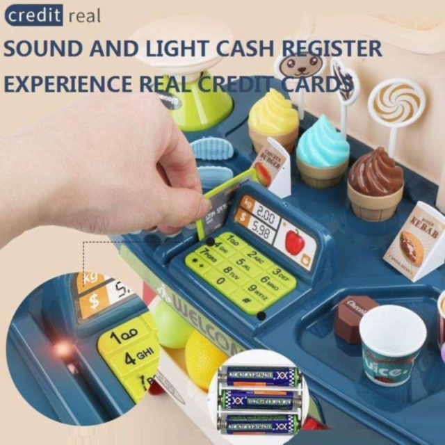 Set Supermarket pentru Copii cu Cărucior și Casă de Marcat