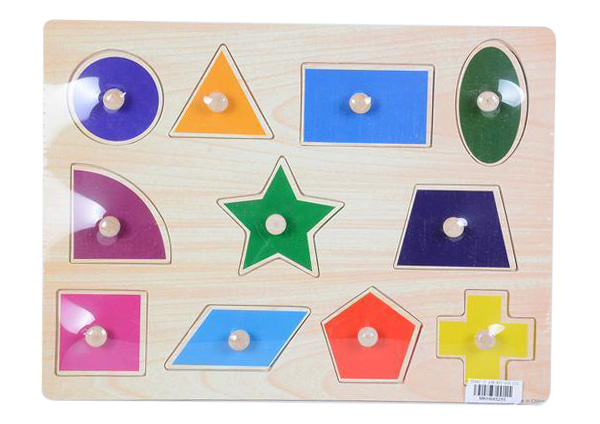 Puzzle Incastru din Lemn cu Figuri Geometrice