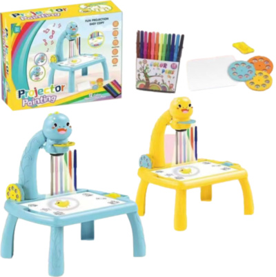 Masă de Desen cu Proiector de Lumini, 24 Șabloane, 12 Carioci | image