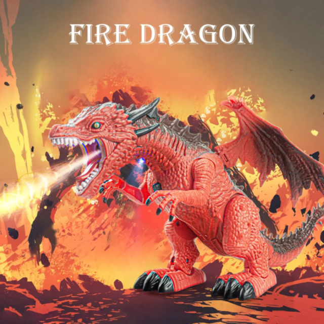 Dragon interactiv cu telecomandă și funcții de fum și sunet