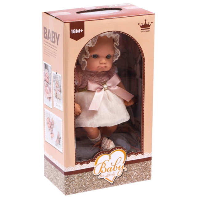 Păpușă Bebeluș Realistă cu Rochiță Elegantă și Bonetă