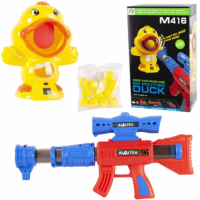 Pușca cu Aer Comprimat, 12 Bile din Burete si Țintă Rățușca cu Contor | image