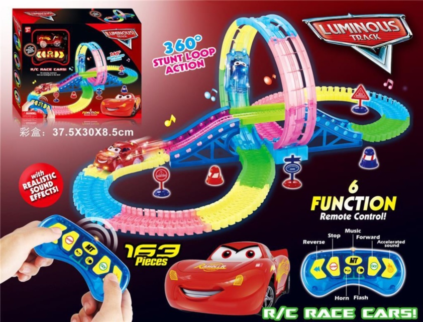 Pista Auto Teleghidată cu Circuit Flexibil, Luminos și 1 Mașinută