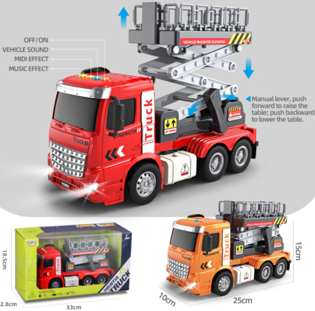 Camion cu Platformă de Ridicare cu Sunete, Melodii și Lumini