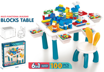 Masa cu Scăunel și 100 Blocuri de Construcție  | image