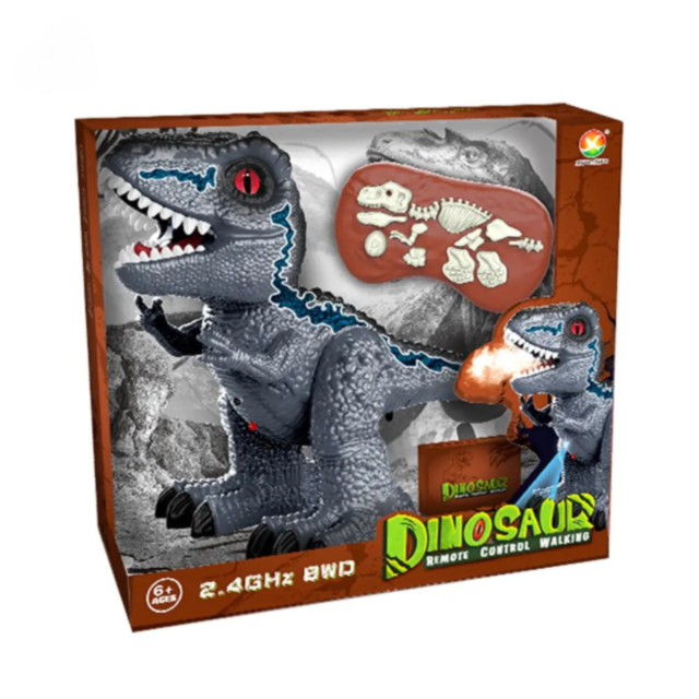 Dinozaur interactiv cu telecomandă, lumină și fum