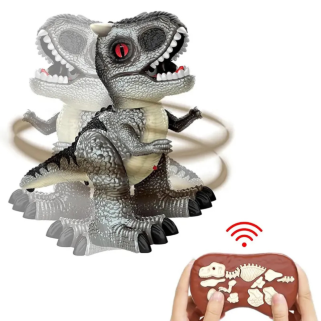 Dinozaur interactiv cu telecomandă, lumină și fum