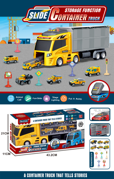 Camion Multifuncțional cu Container de Depozitare, 6 Mașinuțe, Sunete și Lumini | image